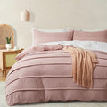 Oli Anderson Misty Rose Duvet Cover King Size - Pleated King Duvet Cover, 3PCS Soft and Breathable Textured Bedding Set with Zipper Closure(Misty Rose,104"x90")