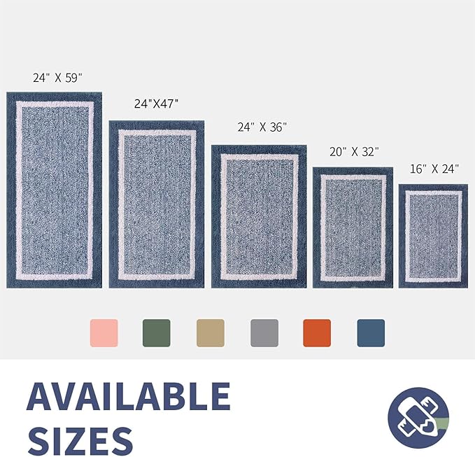 CozeCube Bath mats for Bathroom Non Slip, Fluffy Absorbent Microfiber Bath mat Washable, Aesthetic Bathroom Rugs, Small Navy Blue Bath mat, Navy Blue, 24" x 16"