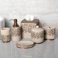 Decozen Bathroom Accessories Set 6Pcs – Soap Dispenser, Toothbrush Holder, Tumbler, Soap Dish & Cotton Swab Jar – Modern Bathroom Decor, Bath Set for Christmas Decor