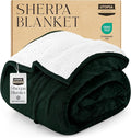Utopia Bedding Sherpa Blanket Twin Size (Forest Green, 90x66 Inches) - Soft Lightweight Plush Fleece Reversible Blanket for Bed, Sofa, Couch, Camping and Travel