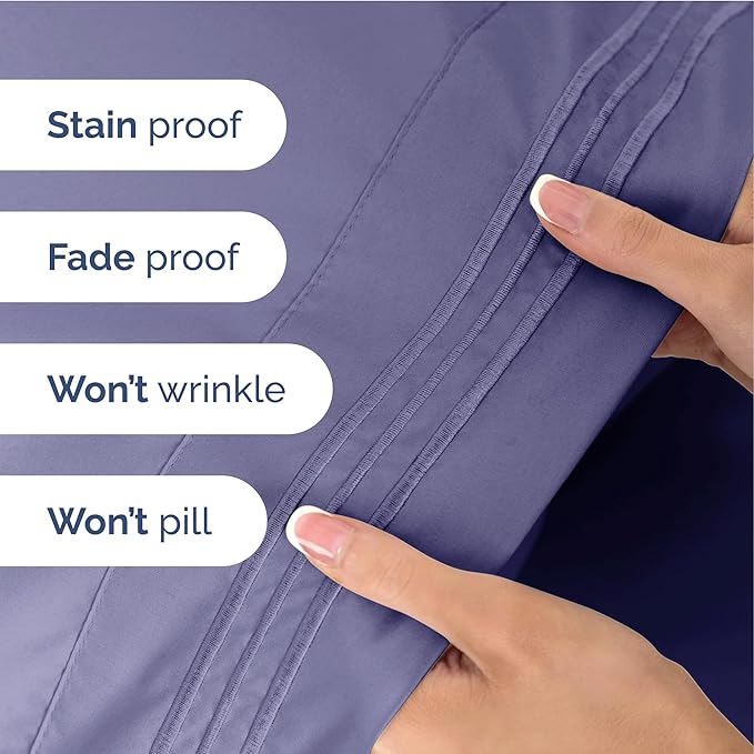 Twin Size 3 Piece Sheet Set - Extra Soft, Breathable & Cooling - Hotel Luxury Durable Bed Sheets for Women & Men - Deep Pockets, Easy-Fit & Wrinkle-Free - French Violet Oeko-Tex