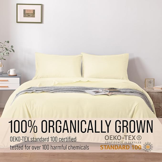 Bella Coterie Luxury Bamboo Viscose Cal King Size Sheet Set | 100% Organically Grown | Ultra Soft | Cooling for Hot Sleepers | 18" Deep Pocket [Lemonade]