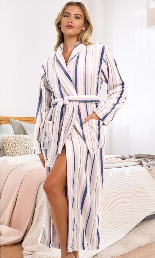 Alexander Del Rossa Plush Robe for Women, Long Fleece Winter Bath Robe, Plus Size