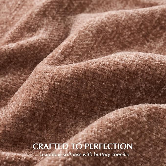 EVERGRACE Soft Chenille Throw Blanket for Couch, Cozy Plush Fuzzy Decorative Chenille Knit Throw Blanket with Tassels, Lightweight Blanket and Throws for Bed Sofa Gift Home Decor, Clay 50"x60"
