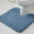 Blue Toilet Rug 22x24 Non Slip Fluffy Toilet Floor Mat U Shaped Washable Bathroom Contour Rug for Toilet Absorbent Thick Toilet Carpet