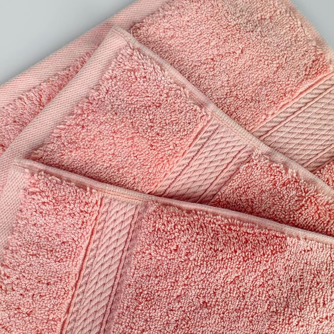 Superior Egyptian Cotton Pile 3 Piece Towel Set, Includes 1 Bath, 1 Hand, 1 Face Towel/Washcloth, Ultra Soft Luxury Towels, Thick Plush Essentials, Guest Bath, Spa, Hotel Bathroom, Tea Rose