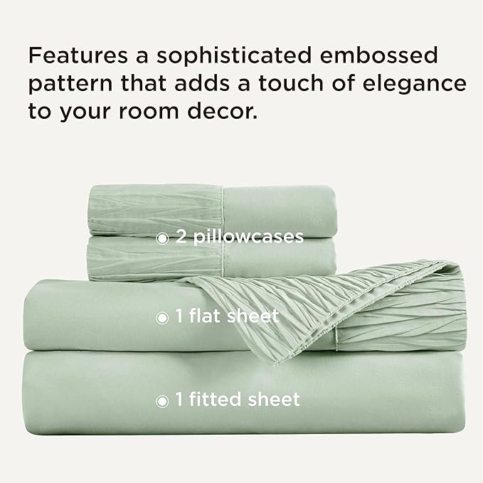 Bedsure California King Sheet Sets - 4 Pieces Soft Cal King Sheets - Breathable & Cooling - Hotel Luxury - Easy Care Polyester Microfiber Bedding for Women, Men, Sage Green
