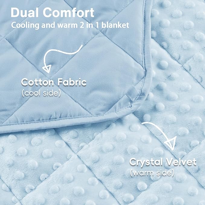 yescool Weighted Blanket 5 Pounds, Blanket Gifts for Boys and Girls, Small Weighted Throw Blankets Washable Heavy Blankets, Winter Weighted Comforter for 40-70lbs, 36 * 48in, Light Blue