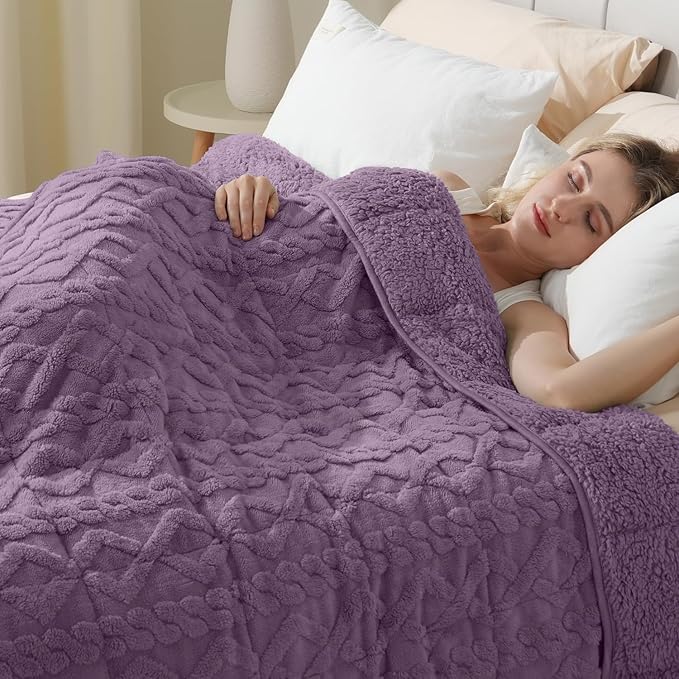 Super Fuzzy Soft Sherpa Fleece Weighted Blanket, 20 lbs Dual Sided Fluffy Heavy Weighted Blankets for Adults - No Bunching with Double Layers of Soft Inner Lining (60"x 80", 20 Pounds)