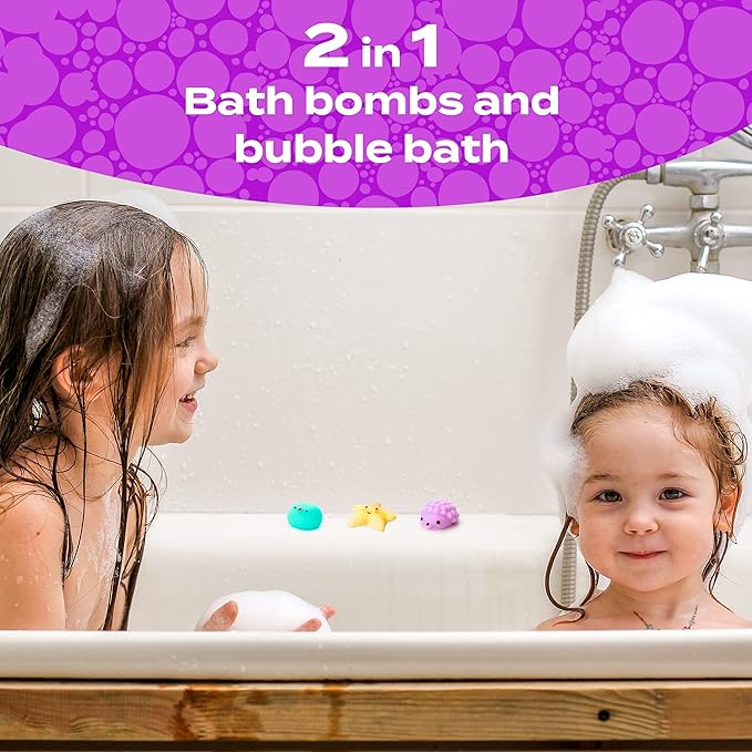 Squishy Bath Bombs for Girls & Boys with Surprise Toys Inside (6 Pack) - Large Bubble Bath Bombs & Hidden Figures, Gentle and Safe Fizzies, Made in USA, Gifts for Kids by Two Sisters