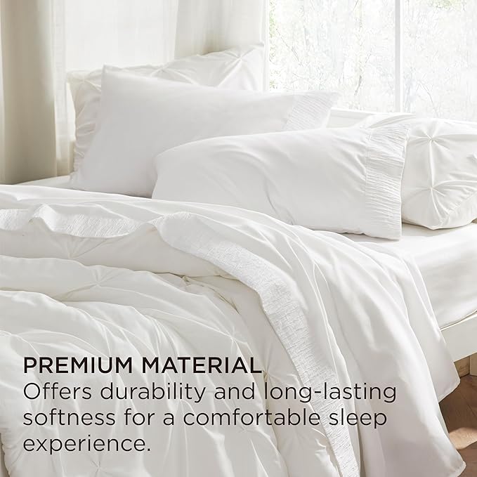 Bedsure California King Sheet Sets - 4 Pieces Soft Cal King Sheets - Breathable & Cooling - Hotel Luxury - Easy Care Polyester Microfiber Bedding for Women, Men, White
