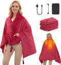 Electric Heated Blanket Battery Operated, Portable Heated Shawl for Neck and Shoulders and Back, Heating Blanket with Zipper and Pockets, 20000mAh, 3 Heating Levels, up to 8 Hours