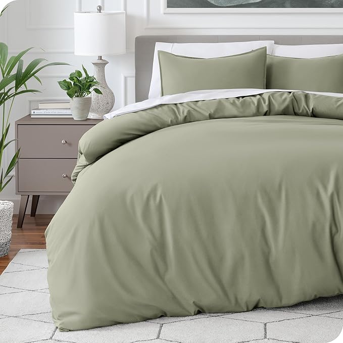 Bare Home Bedding Duvet Cover Oversized King - Premium 1800 Super Soft Collection - Lightweight, Cooling - Soft Breathable Bedding Duvet Cover (Oversized King, Sage)