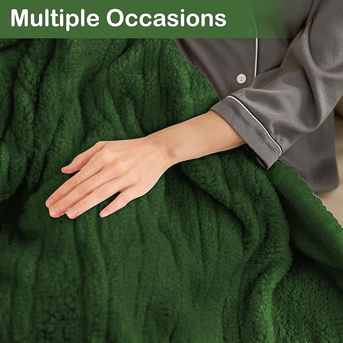 Electric Heated Blanket 6 Heating Settings & 10H Auto Off Full 72×84 Double Sided Plush Sherpa Ultra-Soft Warm Thick, Machine Washable, Fast Heating, Home Office, Green