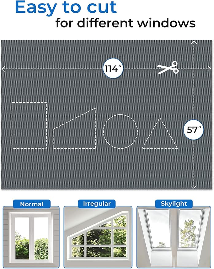 Sumobaby Blackout Curtains for Bedroom 114"x57" Portable No Drill Blackout Blinds with Heat-Resistant Magic Tapes,100% Black Out Window Cover Easy to Cut Fit for Home Cinema,Dorm Room,Nursery(Gray)