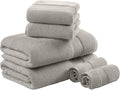Madison Park Turkish 100% Cotton 600Gsm Luxury Premium Thick Soft Abosorbant Hotel Bathroom Towel Set Shower Hand Face Washcloths, Assorted Sizes, Grey 6 Piece