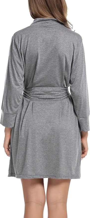 HOTOUCH Womens Robe Lightweight Short Knit Bathrobe Soft Ladies Sleepwear with Pockets