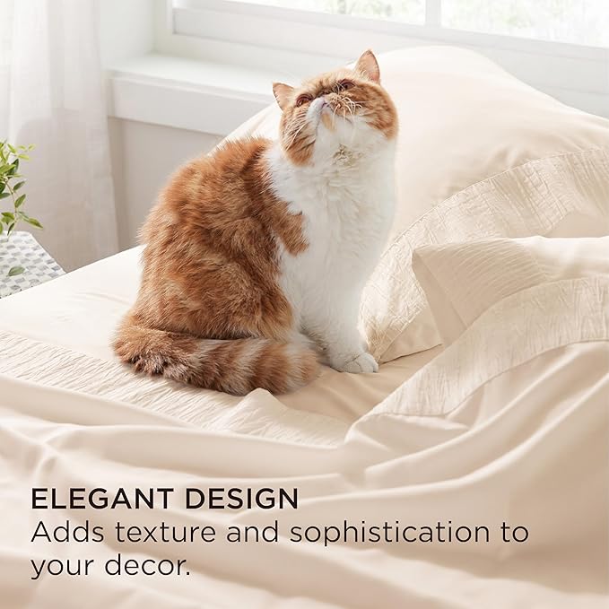 Bedsure Full Size Bed Sheets - 4 Pieces Soft Full Sheet Set - Breathable & Cooling - Hotel Luxury - Easy Care Polyester Microfiber Bedding for Women, Men, Light Beige