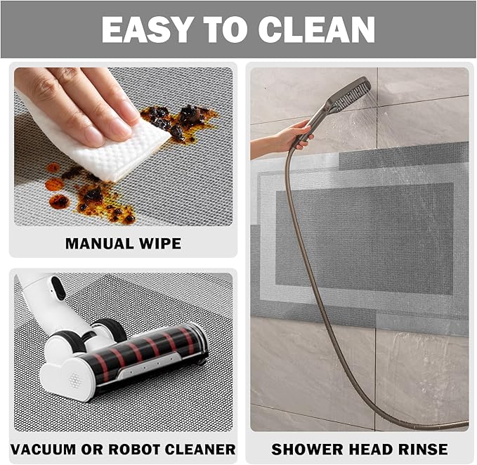 Non Slip Long Bath Mat Bathroom Runner, Rubber Backing Ultra Thin Bathroom Rugs Fit Under Door Quick Dry Super Absorbent Washable Bath Rug Shower Mat for Bathtub Sink Floor, Grey 17"x47"