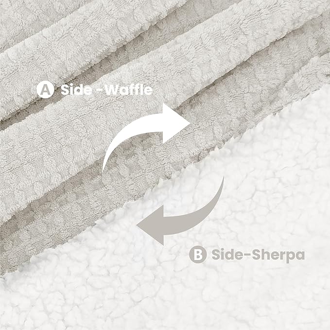 Heated Blanket Electric Blanket Twin Waffle, 62x84 Inches Sherpa Fleece Fast Heating Blanket 6 Heating Levels & 10 Hours Auto Off ETL Certification,Beige Twin