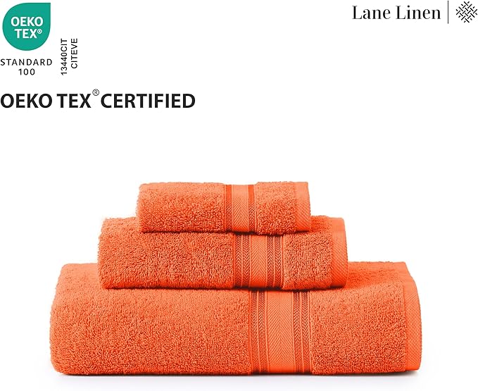 LANE LINEN Luxury 12 Piece Bath Towel Set - 100% Cotton, Rust Color, Absorbent, Quick Dry, Soft, Oeko-Tex Certified, Satisfaction Guarantee