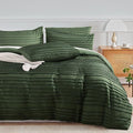 NEXHOME PRO California King Duvet Cover, Blue 3 Pieces Boho Tufted Duvet Cover Set, Soft and Lightweight Microfiber Comforter Cover Set (Forest Green,104 x 98)-No Comforter