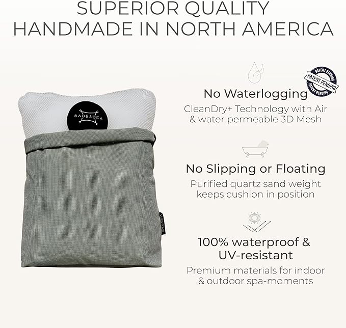 BADESOFA® Luxury Bathtub Pillow L - Large Bath Pillow for Therapeutic Neck and Back Support Quick-Drying - Full Body Bath Tub Cushion - Luxury Spa Cushion in Charcoal