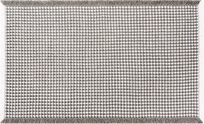 Waffle Bath Mat - Boho Bathroom Rugs Non Slip Washable, Super Absorbent & Quick Dry, Soft Bath Mat Farmhouse Bathroom Decor, 24'' x 36'', Olive Green and White