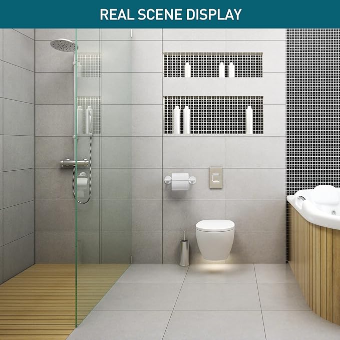 White Toilet Paper Holder Metal Bathroom Flexible Pivot Ceramic Jumbo Tissue Roll Holder on Wall Mounted, SUS 304 Stainless Steel Adjustable Toilet TP Mega Roll Holder Modern