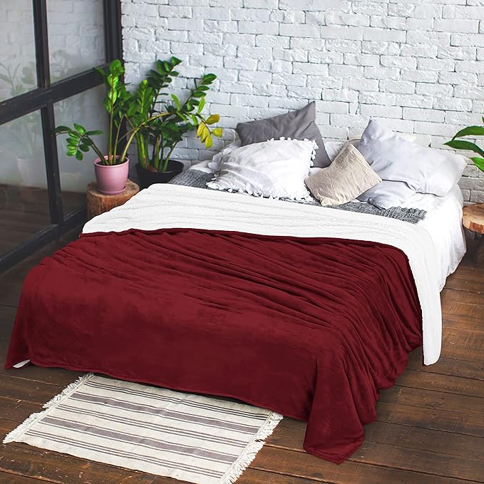 Utopia Bedding Sherpa Blanket Throw Size (Red, 50x60 Inches) - Soft Lightweight Plush Fleece Reversible Blanket for Bed, Sofa, Couch, Camping and Travel