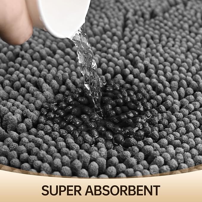 Amyracel Bathroom Rug Mat 30x48, Thick Soft Quick Dry Absorbent Chenille Bath Rug, Rubber Back Non Slip Machine Washable Bath Mat for Bathroom Shower Tub Floor