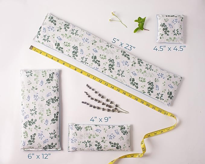 Microwave Heating Pad, Microwavable Hot Pack with Flax Seed and Dried Herbs or Unscented, Aromatherapy Pillow, Cold Compress or Ice Pack, 3 Sizes, Soft Floral Fabric