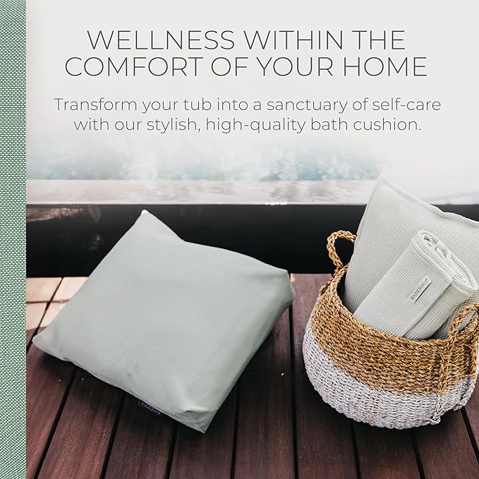 BADESOFA® Luxury Seat Cushion for Bath | Premium-Quality Materials | Comfortable & Quick-Drying | Washable Bath Pillow in Green | Home Spa | Suitable for Bathtub, Steam Sauna & Hot Tub