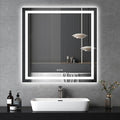 LED Bathroom Mirror with Lights, 36×36Inch Front and Backlit Led Mirror for Bathroom, 3 Colors Dimmable, Defogging, Memory Function, Shatterproof, Tempered Glass, Horizontal/Vertical, UL Listed