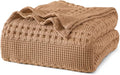 PHF 100% Cotton Waffle Weave Blanket Twin Size for Bed, Soft Lightweight & Breathable, All-Season Comfort, Luxury Aesthetic Woven Bedding for Home Decor, 66"x90", Clay