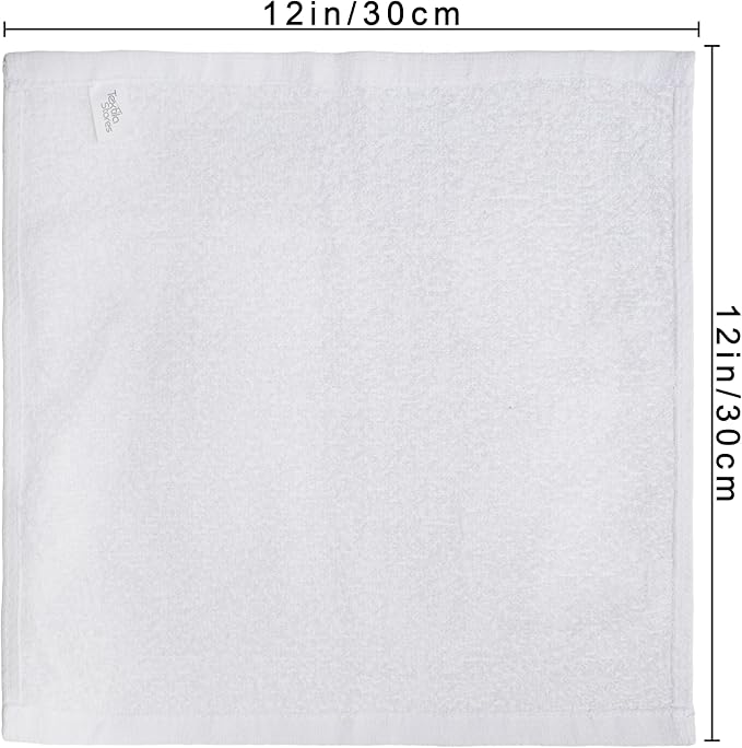 Basic Wash Cloths 12x12 Inches – Bulk Pack of 24 – White Color – Soft and Absorbent Multipurpose Cotton Washcloths for Bathroom, Spa, Gym, Salon, Hotel, and Everyday Use