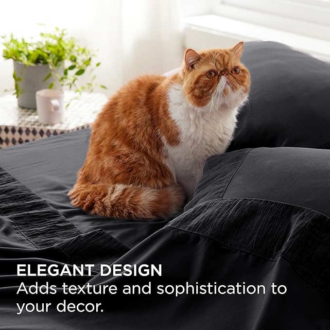 Bedsure Full Size Bed Sheets - 4 Pieces Soft Full Sheet Set - Breathable & Cooling - Hotel Luxury - Easy Care Polyester Microfiber Bedding for Women, Men, Black
