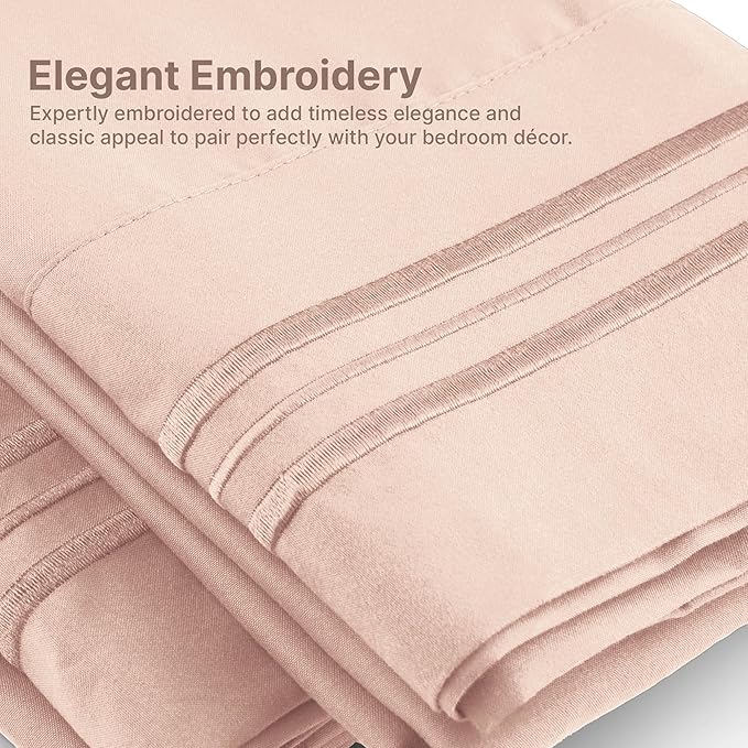 Queen Size 4 Piece Sheet Set - Extra Soft, Breathable & Cooling Sheets - Hotel Luxury Durable Bed Sheets for Women & Men - Deep Pockets, Easy-Fit & Wrinkle-Free Sheets - Cream Pink Oeko-Tex Bed Sheets