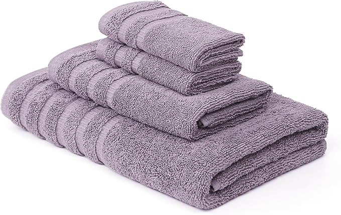 Modern Threads Oxford 6-Piece 100% Cotton Towel Set – Yarn Dyed Jacquard & Solid – Includes 2 Bath Towels, 2 Hand Towels, 2 Washcloths – Absorbent, Quick Dry, Soft & Durable – Lavender