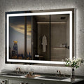 LED Mirror for Bathroom, 60x40 Inch Backlit + Front Lighted Bathroom Vanity Mirror with Lights for Wall, Double Light Strips, 3 Colors, Shatter-Proof, Anti-Fog and Brightness Memory