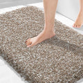 Yimobra Bathroom Rugs Non Slip Washable 36x24, Ultra Soft and Water Absorbent Bath Mats, Plush Fluffy Shower Mat Outside, Luxury Microfiber Thick Matts for Bathroom Floor/Tub, Light Brown and White
