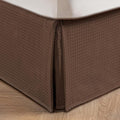 MIYE Pleated Waffle Weave Bed Skirt, Tailored Dust Ruffle 14 Inch Drop Easy Fit, Machine Washable (Brown, Full - 14" Drop)