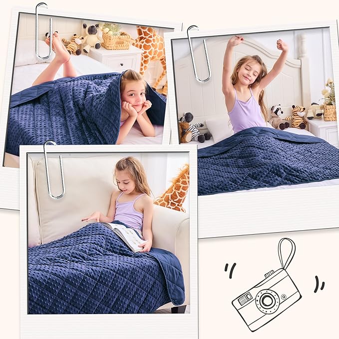 yescool Twin Size Weighted Blanket for Adults 12 Pounds Blue Cooling Weighted Heavy Blanket, Minky Throw Blankets Warm Weighted Comforter, Big Washable Thick Blankets Gift for 100-150lbs, 48 * 72in