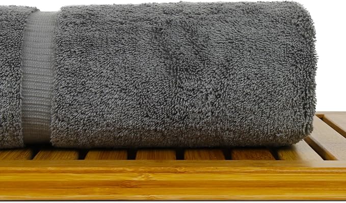 Luxury Hotel & Spa Ultra Soft Bath Towels 100% Turkish Cotton - Grey - Set of 2