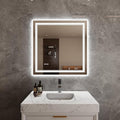 Bathroom Mirror with Lights 36"X36" with Front Light and Backlit, Tempered Glass, Wall Mount Horizontal/Vertical, Stepless Dimmable, 3 Colors, Anti Fog, Bathroom Memory LED Mirror