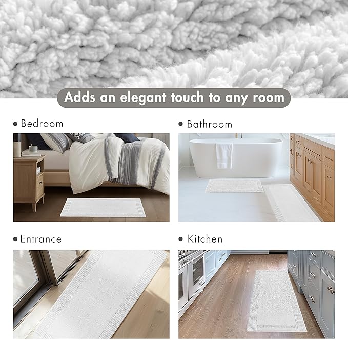 Madison Park Splendor Reversible 100% Cotton Tufted Bathroom Rug-3000 GSM Hotel Quality Luxurious Plush Medium Pile Bath Mat Absorbent, Quick Dry, Shower Room Décor, 24x44 Grey