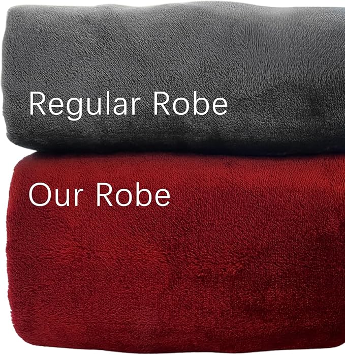 U2SKIIN Mens Robe with Hooded, Full Length Thickened Plush Robe Big and Tall Bathrobe