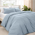 Bare Home Microfiber Duvet Cover Set - Ultra Soft Washed Microfiber - Full Size - Linen-Like Look - Easy Care - Breathable Fabric - Our Softest Duvet Cover Set (Full, Dusty Blue)