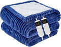 Heated Blanket Electric King, Soft Flannel Heating Blanket with 8 Hours Auto Off 10 Fast Heating Levels Machine Washable Sherpa Heated Blanket with Overheating Protection