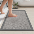 Bath Mat Bathroom Rugs Non Slip Washable, Soft Jute-Like Ultra Thin Bath Mats, Rubber Backing Super Absorbent Quick Dry Thin Bath Rug Shower Mat Fit Under Door Bathroom Tub Floor, Gray 20" x 32"